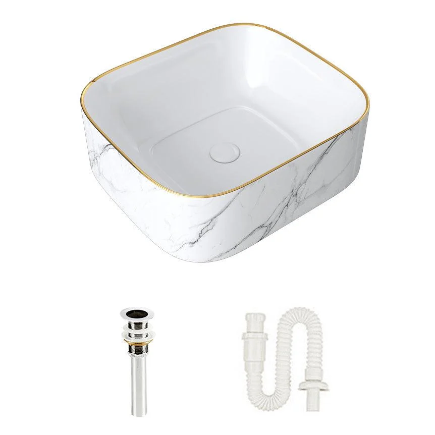 Modern Bathroom Sink Pop-Up Drain Porcelain Solid Color Sink (Tap Not Included) -Bathlova