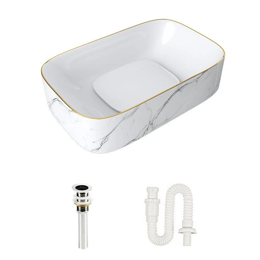 Modern Bathroom Sink Pop-Up Drain Porcelain Solid Color Sink (Tap Not Included) -Bathlova