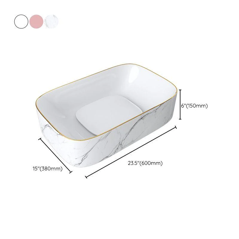 Modern Bathroom Sink Pop-Up Drain Porcelain Solid Color Sink (Tap Not Included) -Bathlova