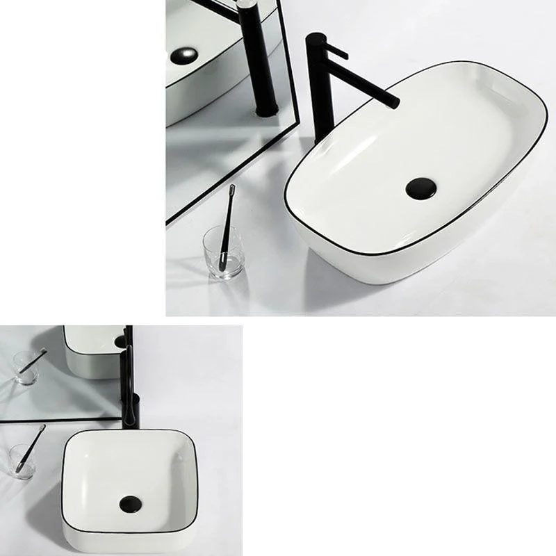 Modern Bathroom Sink Pop-Up Drain Rectangular Trough Sink without Tap -Bathlova