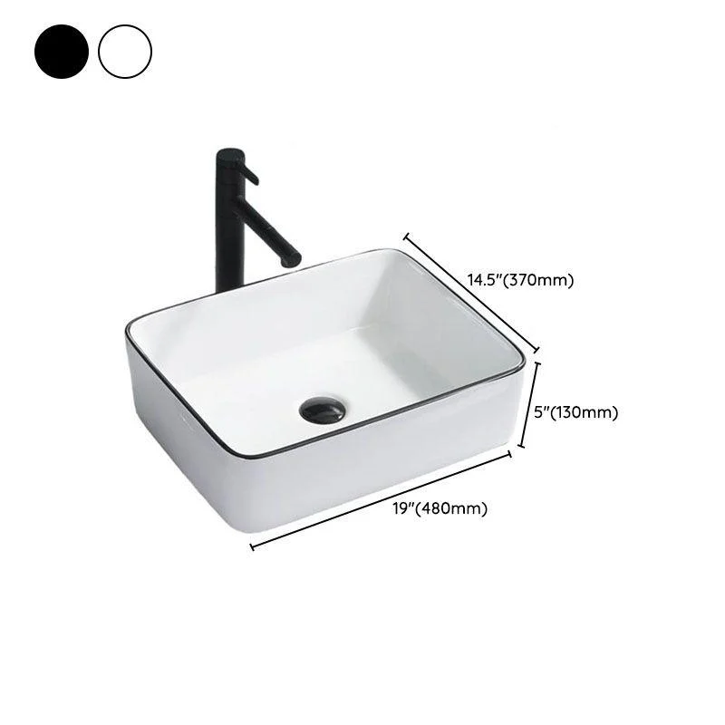 Modern Bathroom Sink Pop-Up Drain Rectangular Trough Sink without Tap -Bathlova