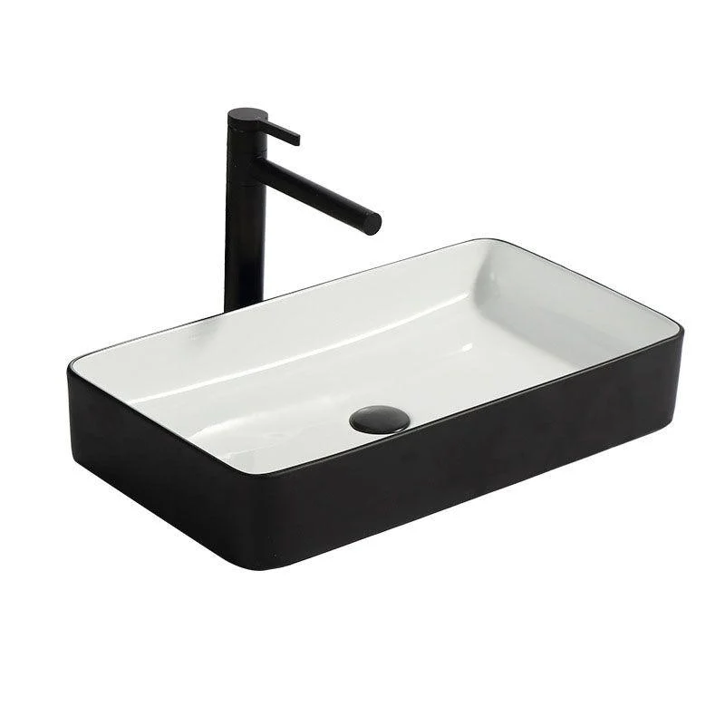 Modern Bathroom Sink Pop-Up Drain Rectangular Trough Sink without Tap -Bathlova