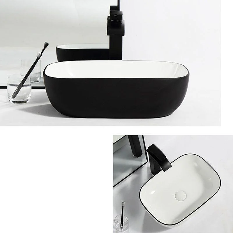 Modern Bathroom Sink Pop-Up Drain Rectangular Trough Sink without Tap -Bathlova