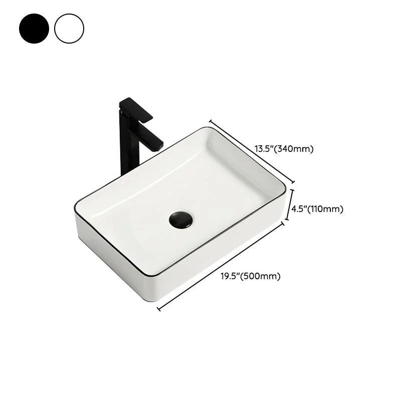 Modern Bathroom Sink Pop-Up Drain Rectangular Trough Sink without Tap -Bathlova