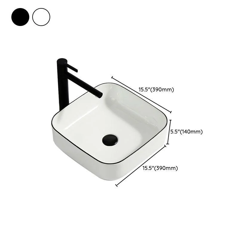 Modern Bathroom Sink Pop-Up Drain Rectangular Trough Sink without Tap -Bathlova