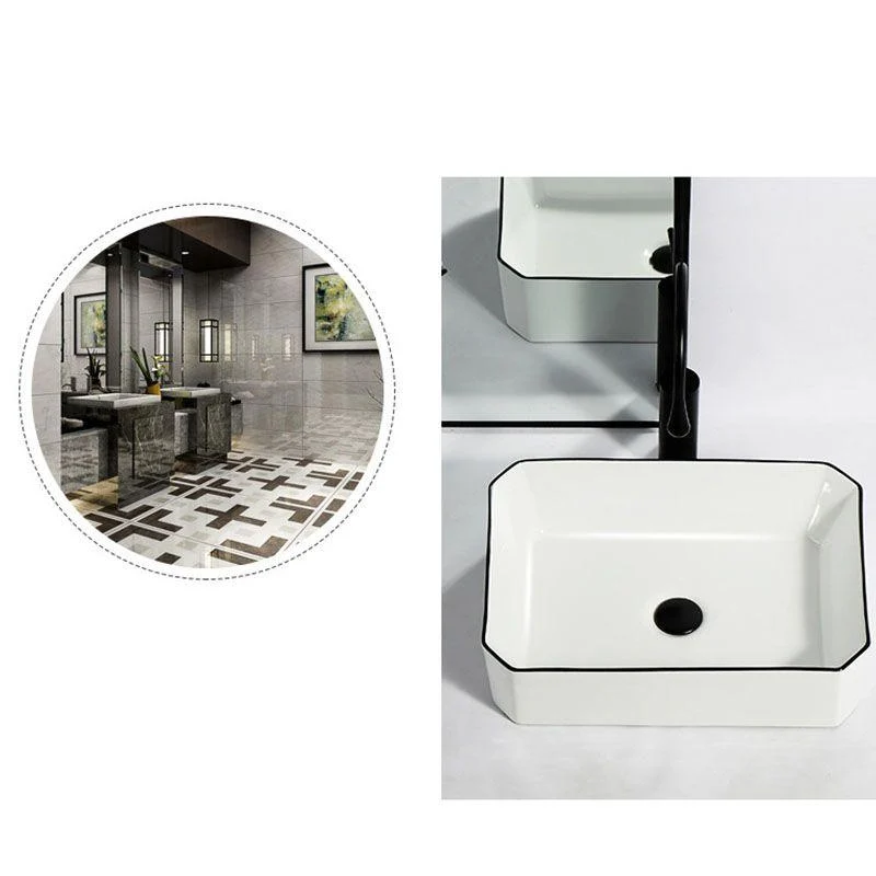 Modern Bathroom Sink Pop-Up Drain Rectangular Trough Sink without Tap -Bathlova