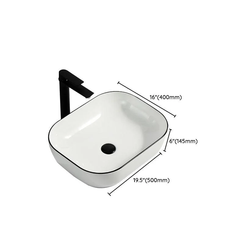 Modern Bathroom Sink Pop-Up Drain Rectangular Trough Sink without Tap -Bathlova