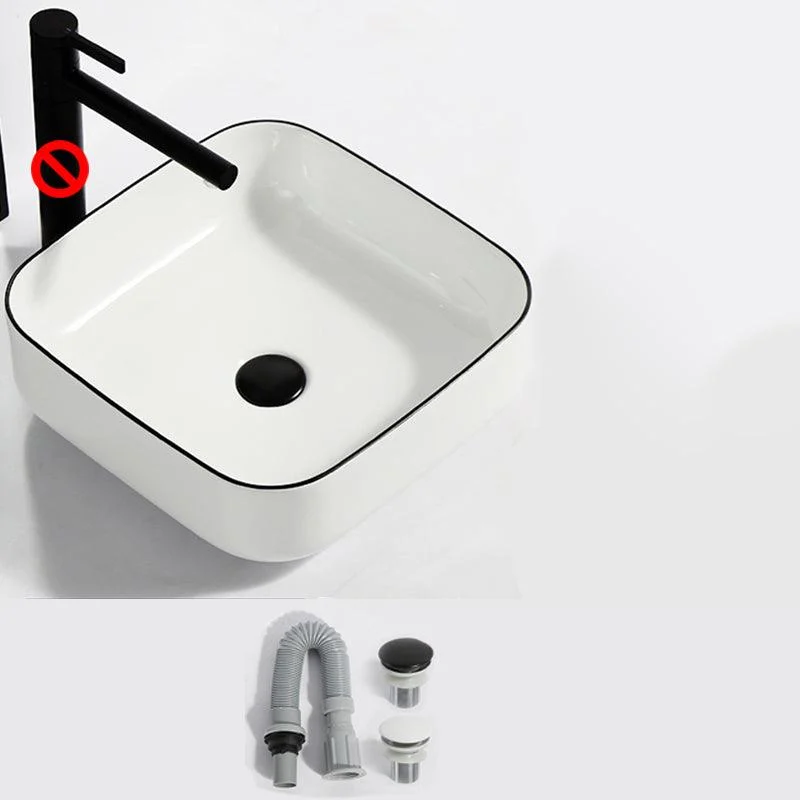 Modern Bathroom Sink Pop-Up Drain Rectangular Trough Sink without Tap -Bathlova