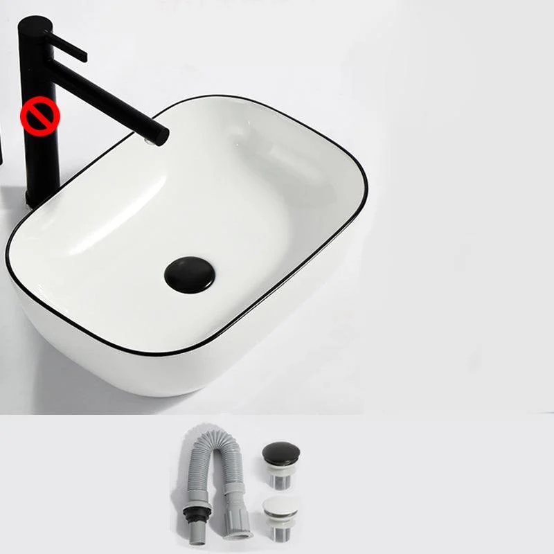 Modern Bathroom Sink Pop-Up Drain Rectangular Trough Sink without Tap -Bathlova