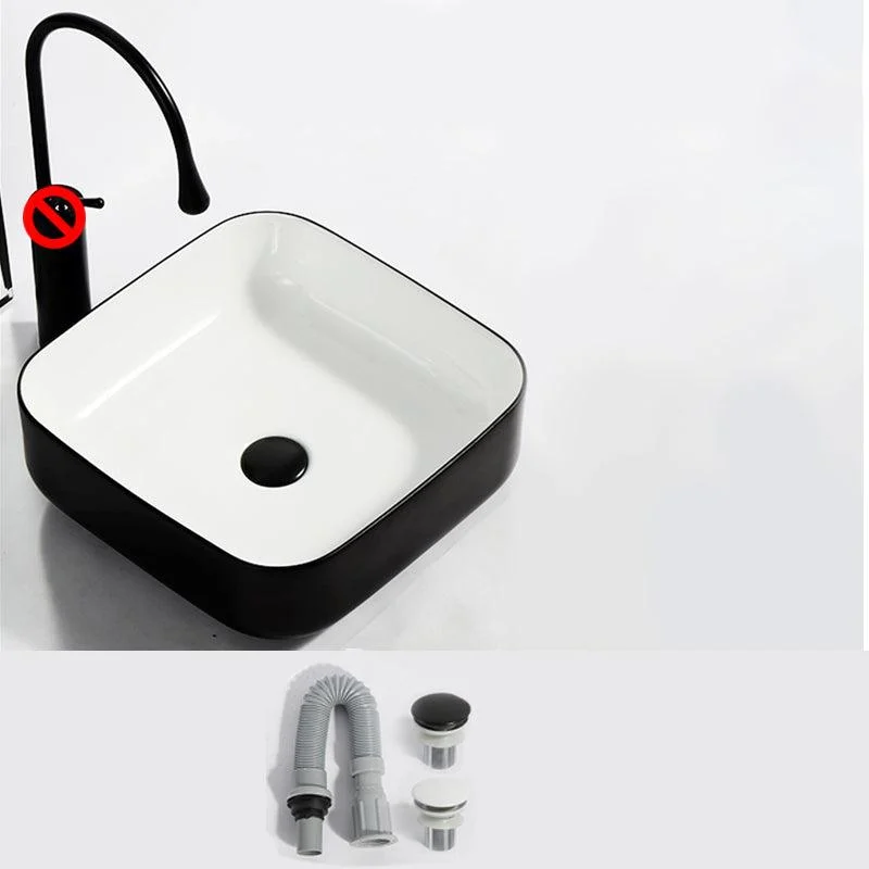 Modern Bathroom Sink Pop-Up Drain Rectangular Trough Sink without Tap -Bathlova