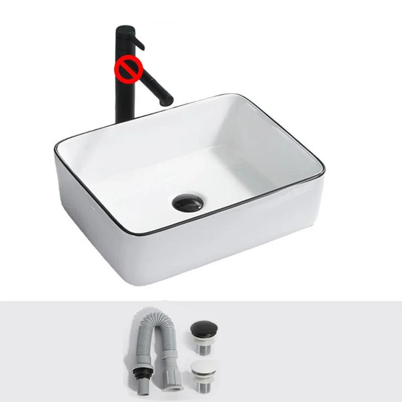 Modern Bathroom Sink Pop-Up Drain Rectangular Trough Sink without Tap -Bathlova