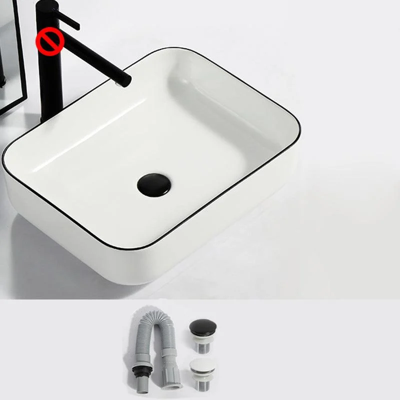 Modern Bathroom Sink Pop-Up Drain Rectangular Trough Sink without Tap -Bathlova