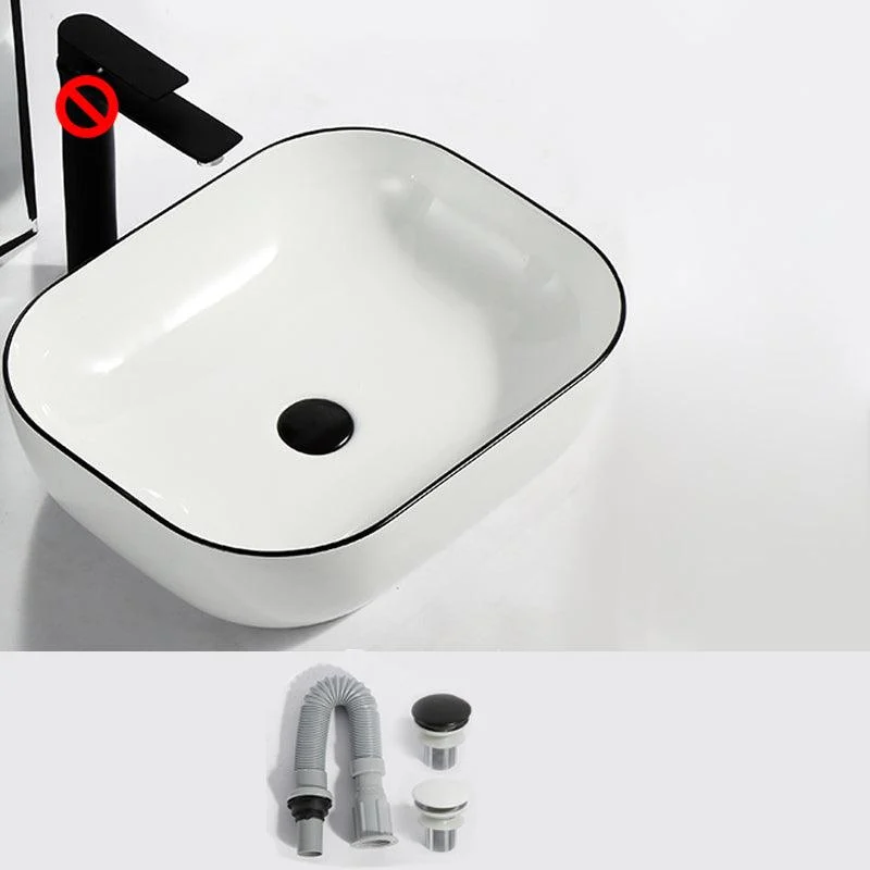 Modern Bathroom Sink Pop-Up Drain Rectangular Trough Sink without Tap -Bathlova