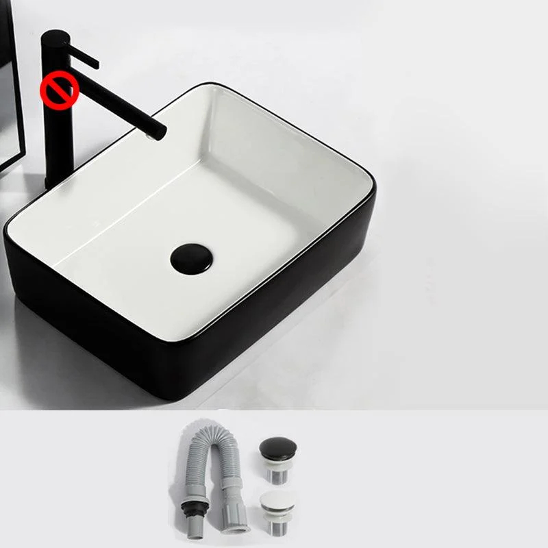 Modern Bathroom Sink Pop-Up Drain Rectangular Trough Sink without Tap -Bathlova