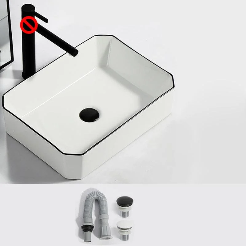 Modern Bathroom Sink Pop-Up Drain Rectangular Trough Sink without Tap -Bathlova