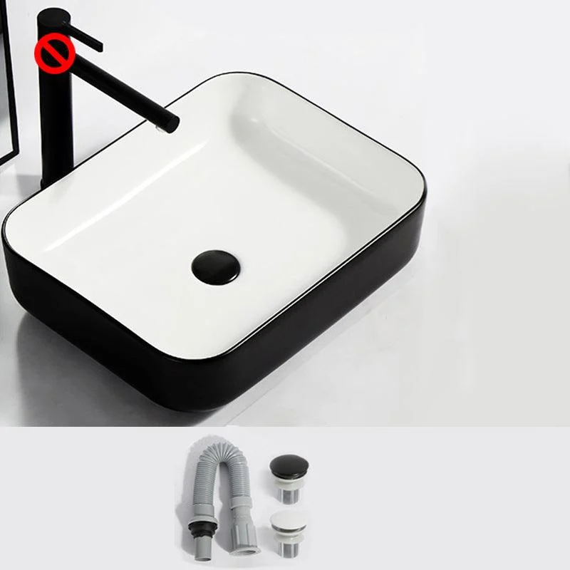 Modern Bathroom Sink Pop-Up Drain Rectangular Trough Sink without Tap -Bathlova