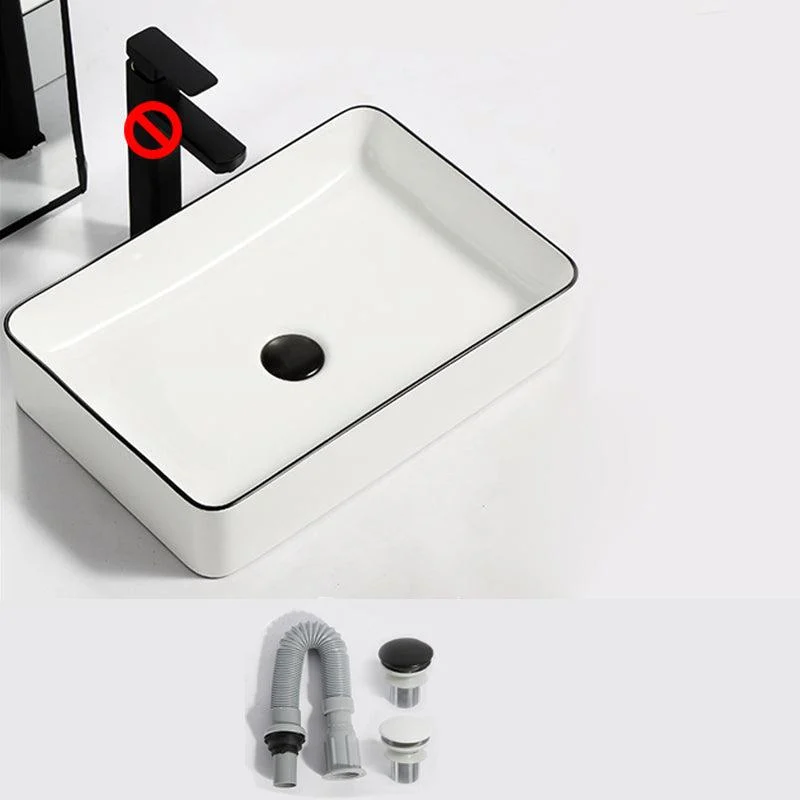 Modern Bathroom Sink Pop-Up Drain Rectangular Trough Sink without Tap -Bathlova