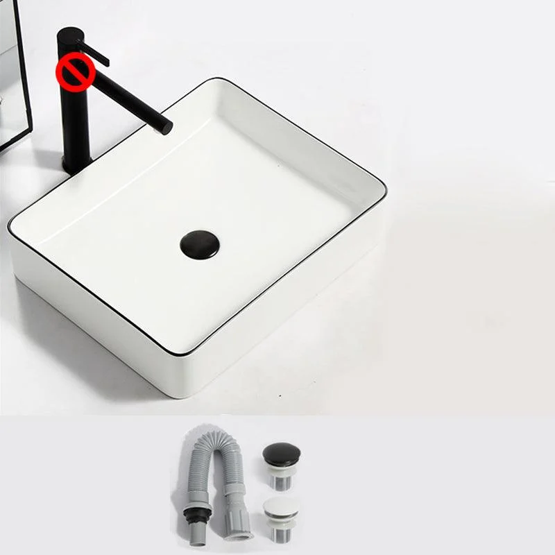 Modern Bathroom Sink Pop-Up Drain Rectangular Trough Sink without Tap -Bathlova