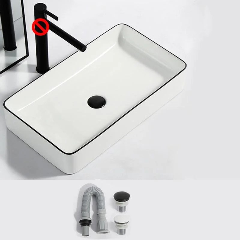 Modern Bathroom Sink Pop-Up Drain Rectangular Trough Sink without Tap -Bathlova