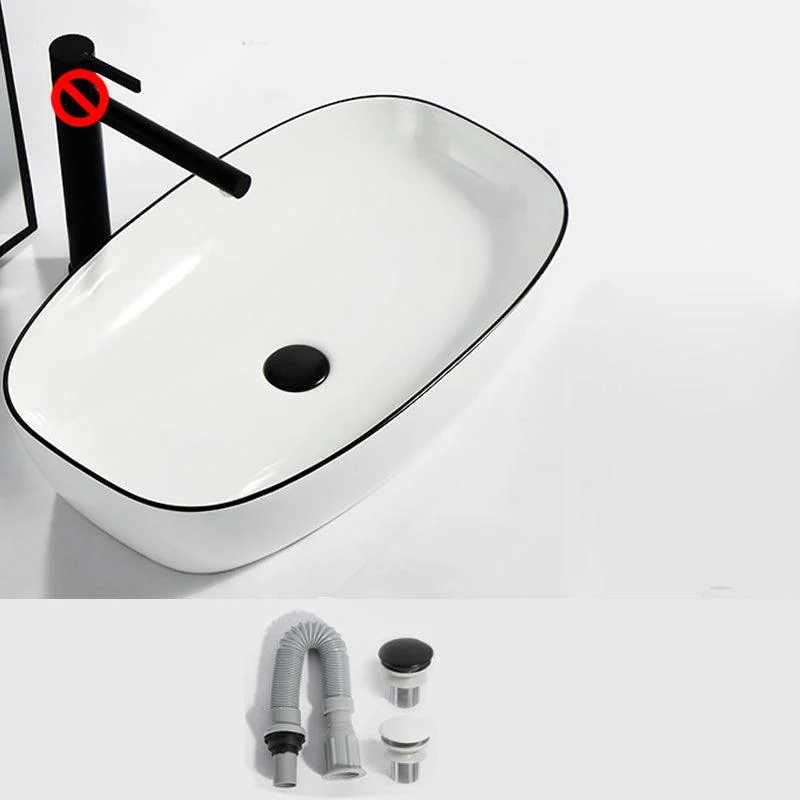 Modern Bathroom Sink Pop-Up Drain Rectangular Trough Sink without Tap -Bathlova