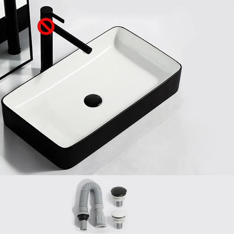 Modern Bathroom Sink Pop-Up Drain Rectangular Trough Sink without Tap -Bathlova