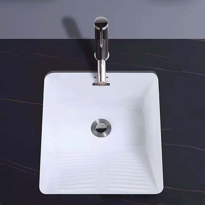 Modern Bathroom Sink Porcelain Bathroom Sink with Rectangular Shape(Not Included Taps) -Bathlova