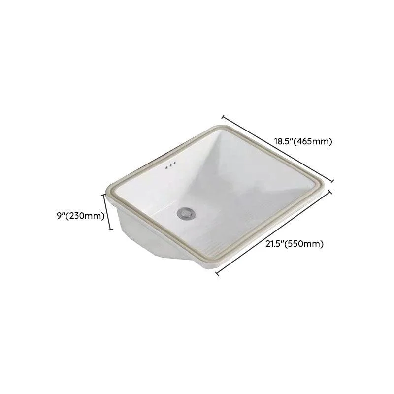 Modern Bathroom Sink Porcelain Bathroom Sink with Rectangular Shape(Not Included Taps) -Bathlova