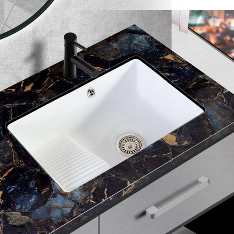 Modern Bathroom Sink Porcelain Bathroom Sink with Rectangular Shape(Not Included Taps) -Bathlova