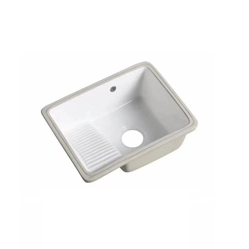 Modern Bathroom Sink Porcelain Bathroom Sink with Rectangular Shape(Not Included Taps) -Bathlova