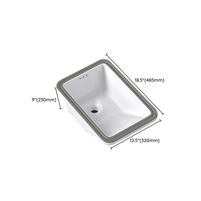 Modern Bathroom Sink Porcelain Bathroom Sink with Rectangular Shape(Not Included Taps) -Bathlova