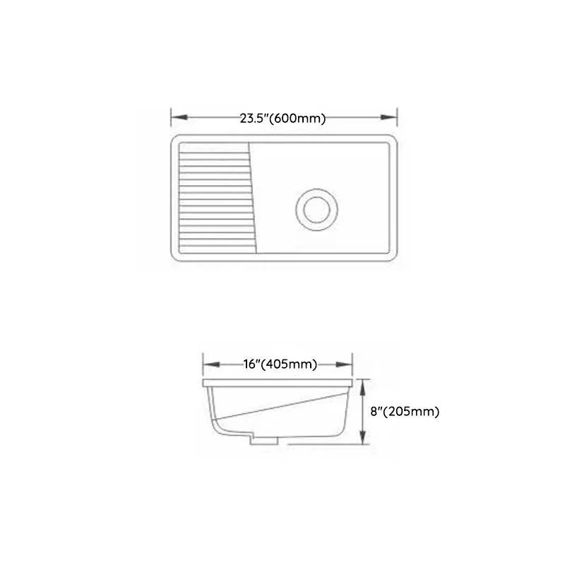 Modern Bathroom Sink Porcelain Bathroom Sink with Rectangular Shape(Not Included Taps) -Bathlova