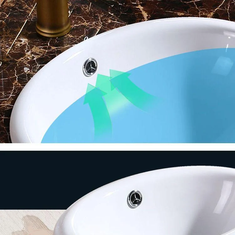 Modern Bathroom Sink Porcelain Oval-Shape Drop-in Bathroom Sink with Pop-Up Drain -Bathlova