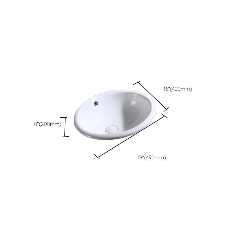 Modern Bathroom Sink Porcelain Oval-Shape Drop-in Bathroom Sink with Pop-Up Drain -Bathlova