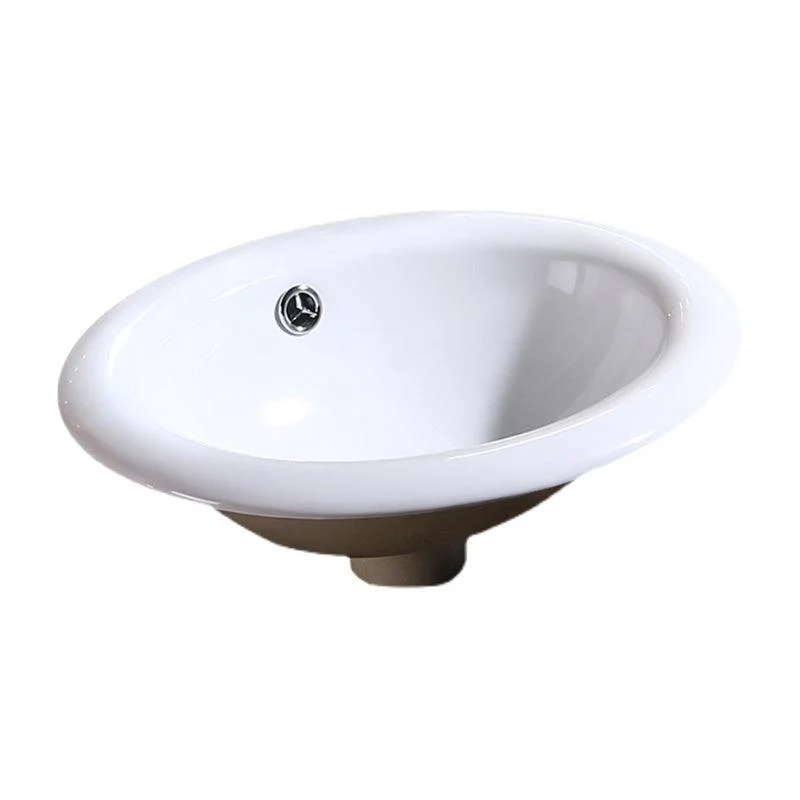 Modern Bathroom Sink Porcelain Oval-Shape Drop-in Bathroom Sink with Pop-Up Drain -Bathlova