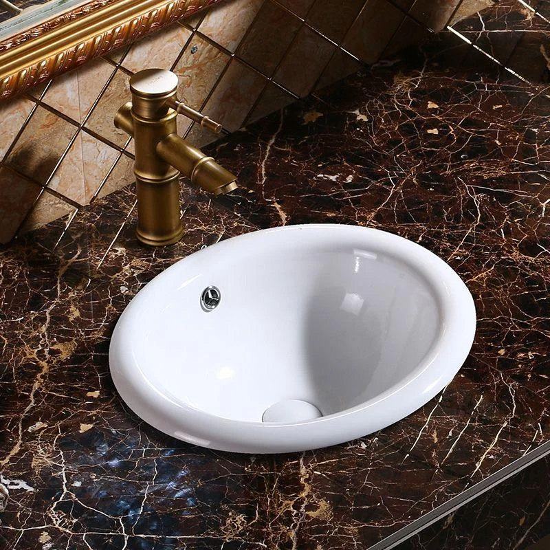 Modern Bathroom Sink Porcelain Oval-Shape Drop-in Bathroom Sink with Pop-Up Drain -Bathlova