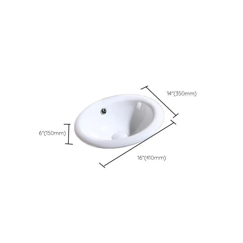 Modern Bathroom Sink Porcelain Oval-Shape Drop-in Bathroom Sink with Pop-Up Drain -Bathlova