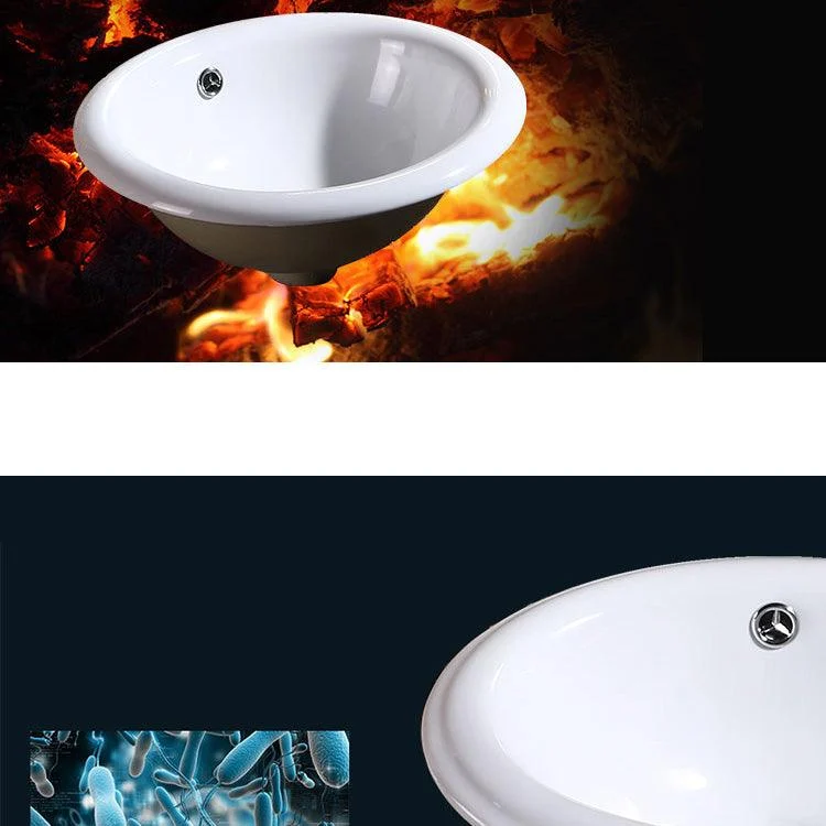 Modern Bathroom Sink Porcelain Oval-Shape Drop-in Bathroom Sink with Pop-Up Drain -Bathlova