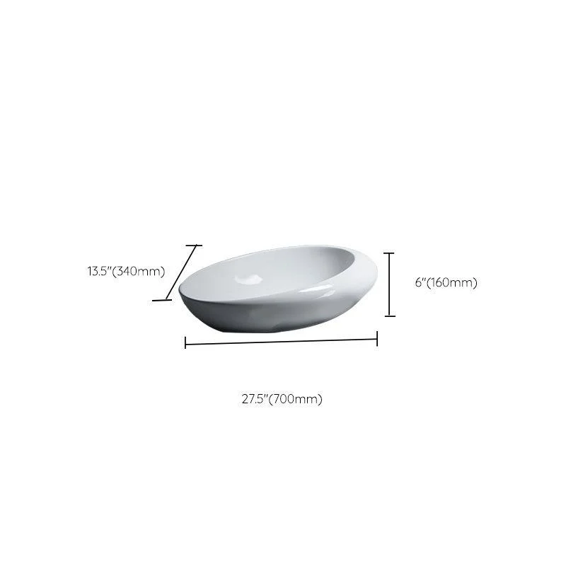 Modern Bathroom Sink Porcelain Oval-Shape Vessel Bathroom Sink with Pop-Up Drain -Bathlova