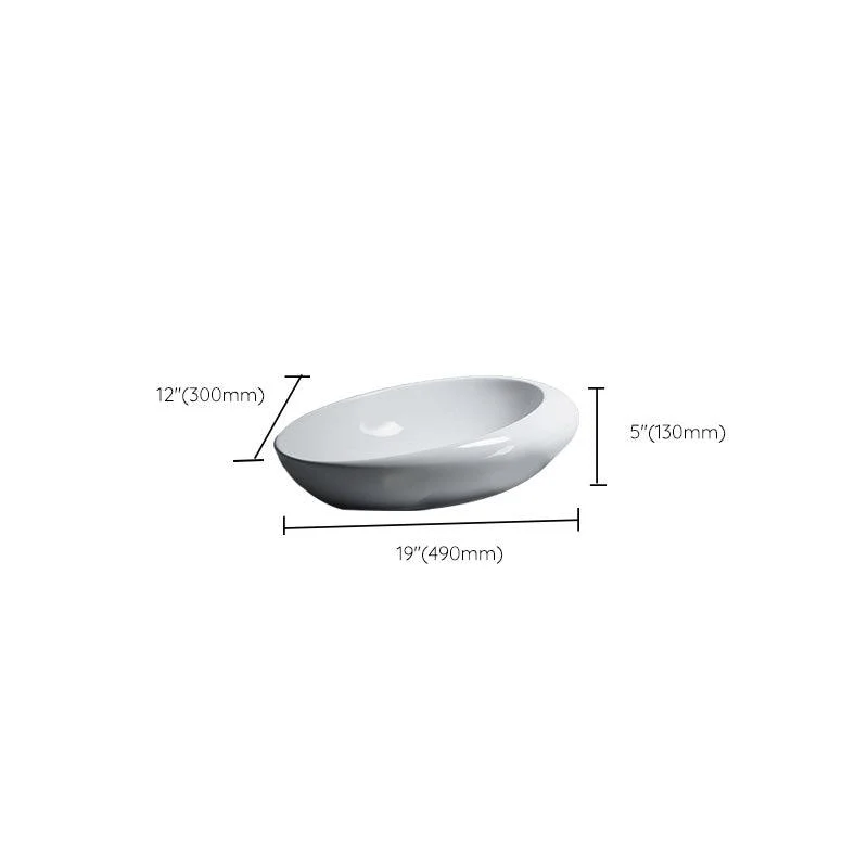 Modern Bathroom Sink Porcelain Oval-Shape Vessel Bathroom Sink with Pop-Up Drain -Bathlova