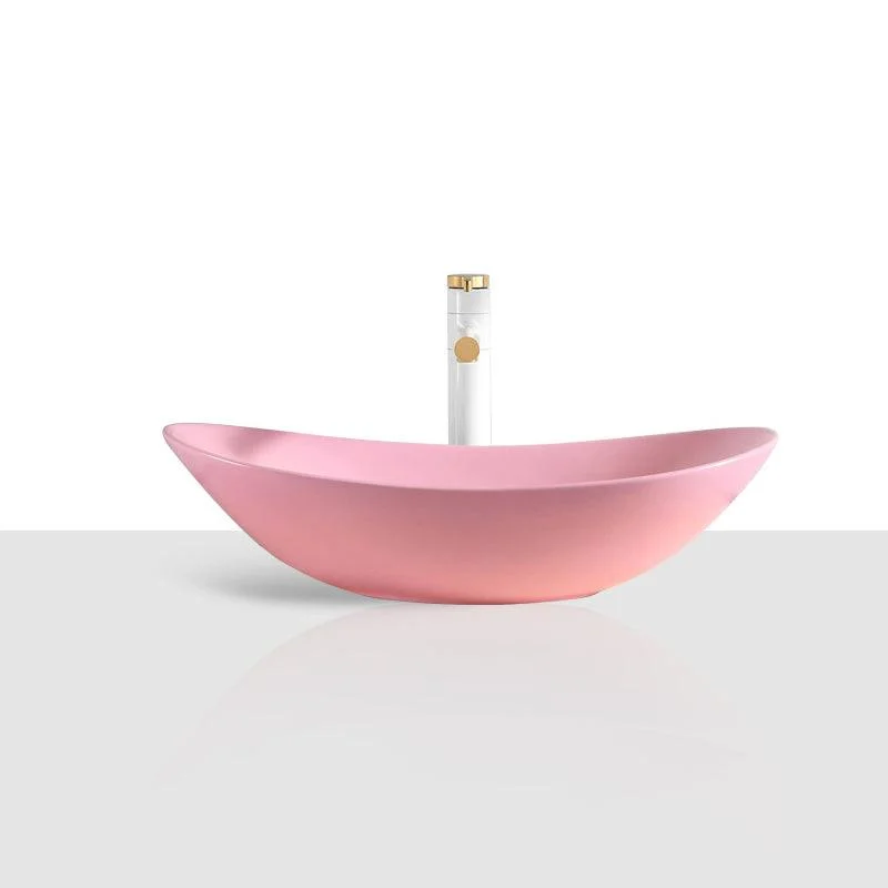 Modern Bathroom Sink Porcelain Oval with Basin and Tap Vessel Lavatory Sink -Bathlova