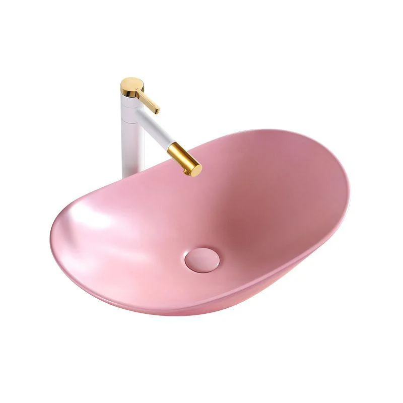 Modern Bathroom Sink Porcelain Oval with Basin and Tap Vessel Lavatory Sink -Bathlova