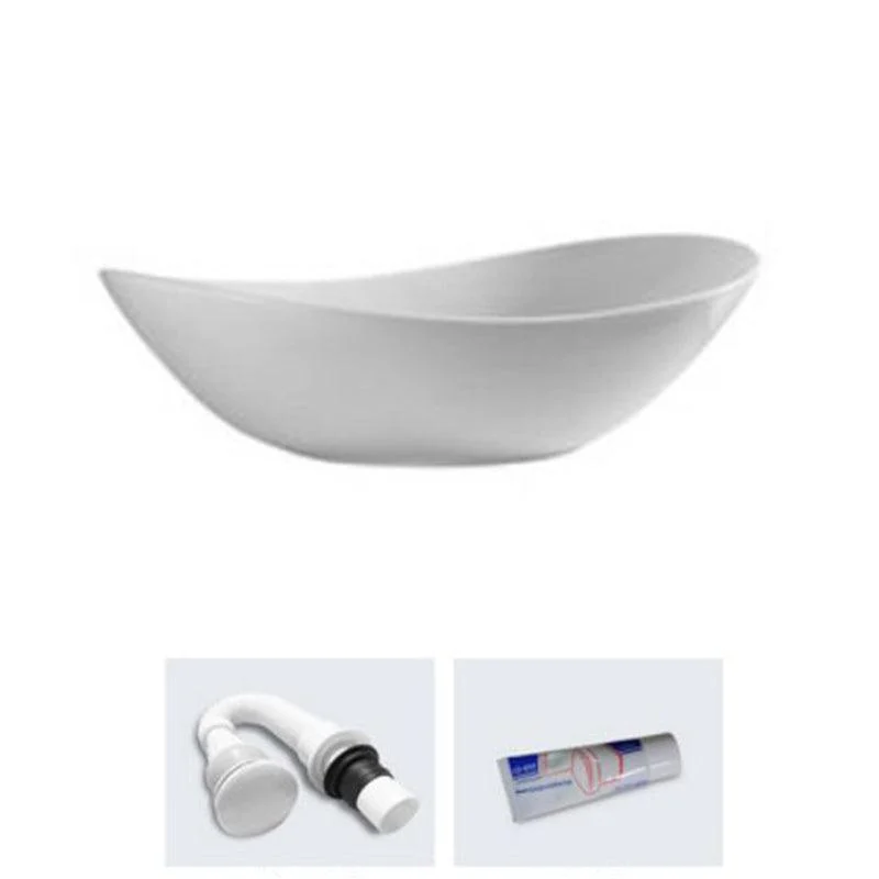 Modern Bathroom Sink Porcelain Oval with Basin and Tap Vessel Lavatory Sink -Bathlova