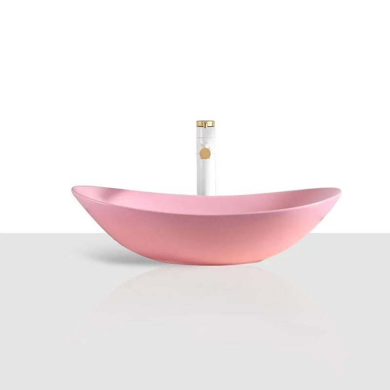 Modern Bathroom Sink Porcelain Oval with Basin and Tap Vessel Lavatory Sink -Bathlova