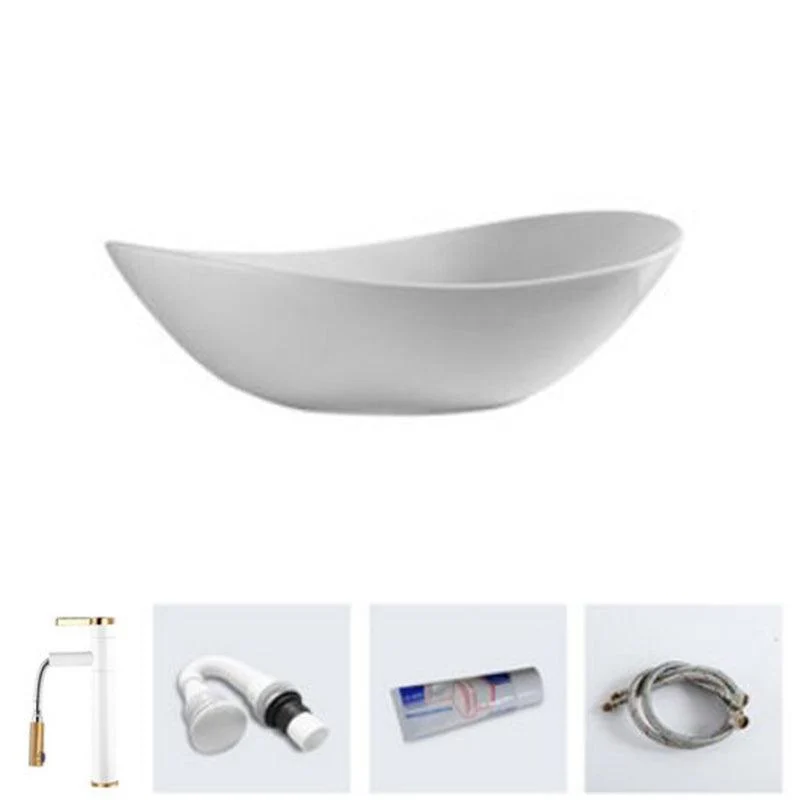 Modern Bathroom Sink Porcelain Oval with Basin and Tap Vessel Lavatory Sink -Bathlova