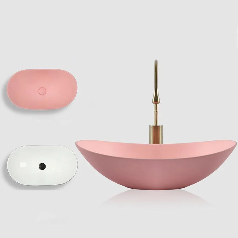 Modern Bathroom Sink Porcelain Oval with Basin and Tap Vessel Lavatory Sink -Bathlova