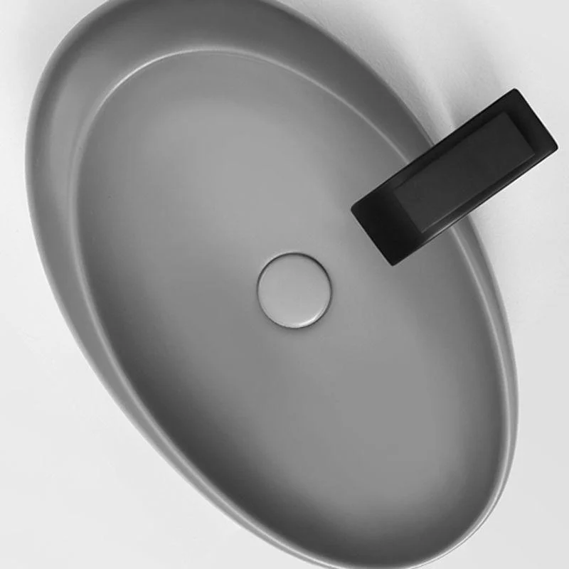 Modern Bathroom Sink Porcelain Oval with Pop-Up Drain and Tap Vessel Lavatory Sink -Bathlova