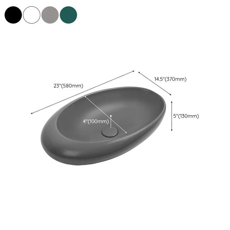 Modern Bathroom Sink Porcelain Oval with Pop-Up Drain and Tap Vessel Lavatory Sink -Bathlova