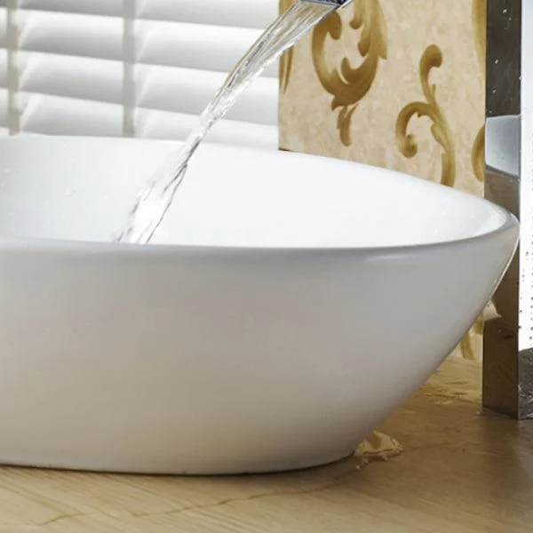 Modern Bathroom Sink Porcelain Pop-Up Drain Oval-Shape Vessel Sink (Tap Not Included) -Bathlova