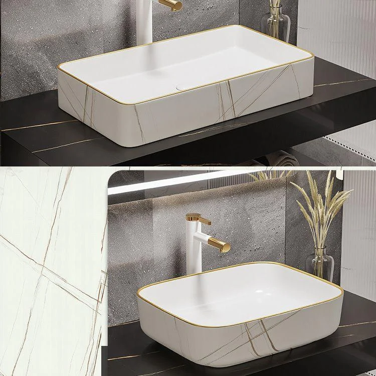 Modern Bathroom Sink Porcelain Pop-Up Drain Rectangular Vessel Bathroom Sink -Bathlova