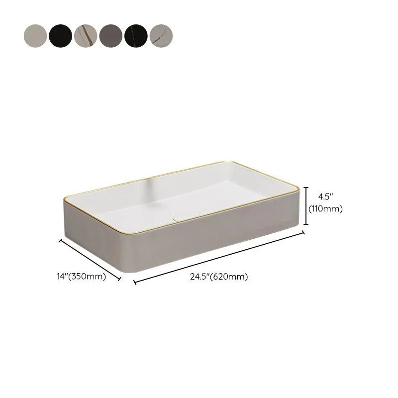 Modern Bathroom Sink Porcelain Pop-Up Drain Rectangular Vessel Bathroom Sink -Bathlova